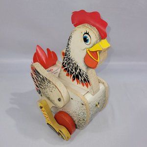 Fisher-Price #120 Vintage 1958 Cackling Hen Pull Toy